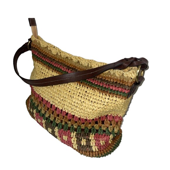 St. John's Bay Basket Shoulder Bag Woven Straw NWOT Striped - Picture 4 of 12